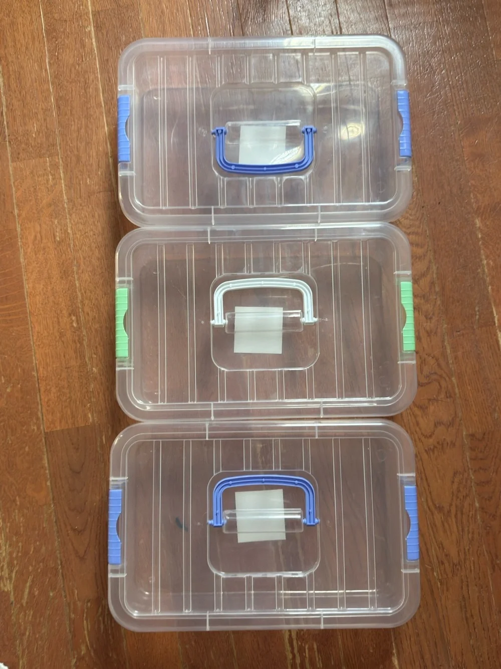 Assorted Clear Rectangle Storage Box with Lids and Handles, Set of 3 NWT